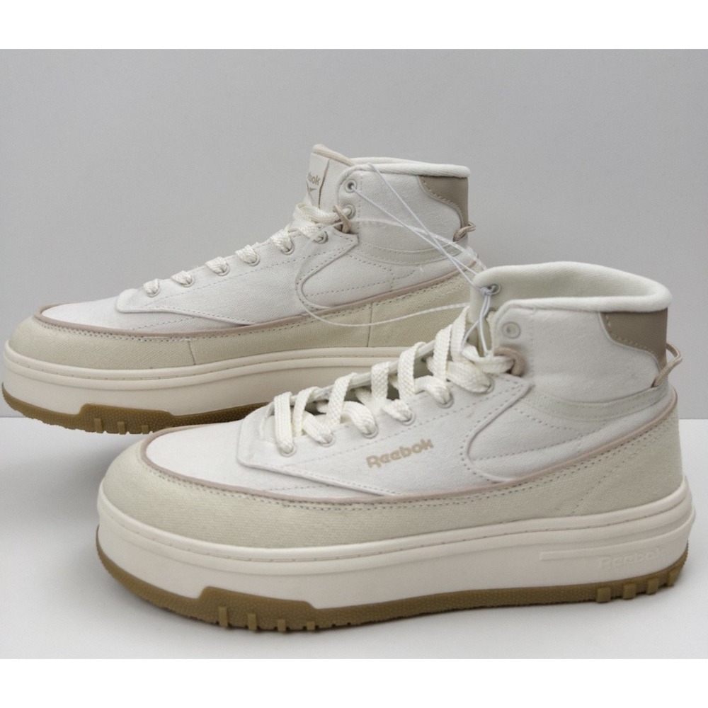 REEBOK Club C Geo Mid Sneakers Women's 10 White Beige Athletic Fashion Shoes NEW